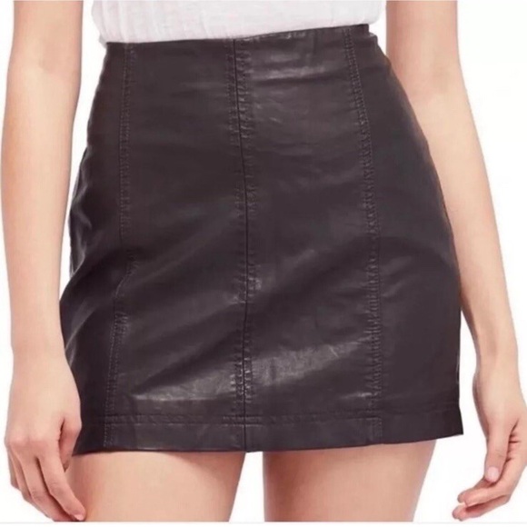 Free people Black Leather Mini Skirt - Picture 1 of 7